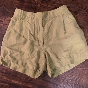 Pistachio Green Aritzia Linen Shorts